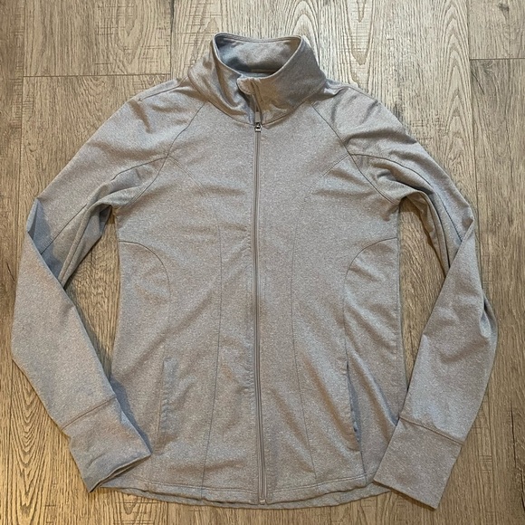 Grey Mockneck Full Zip Sweatshirt with Thumb Holes, size M - Picture 1 of 8